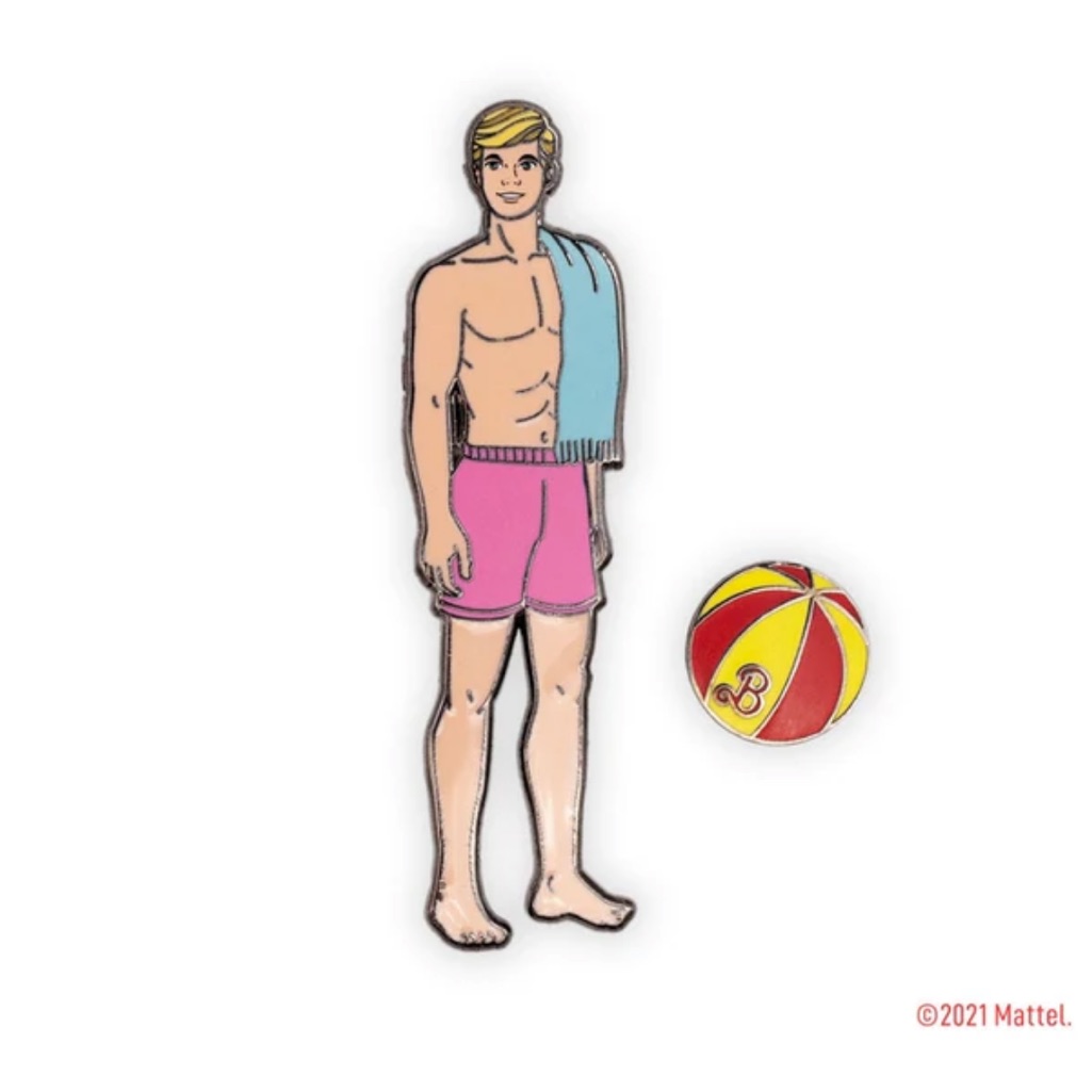 Nwt Mattel Barbie- Malibu Ken & Beach Ball Enamel Pin Set (2 Pins) Fun Gift!